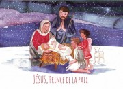 Carte de voeux chrétienne : Nativité sous la neige